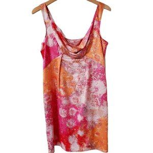 Mini Dress Tank Colorful Pink Orange White Print Women's Size M